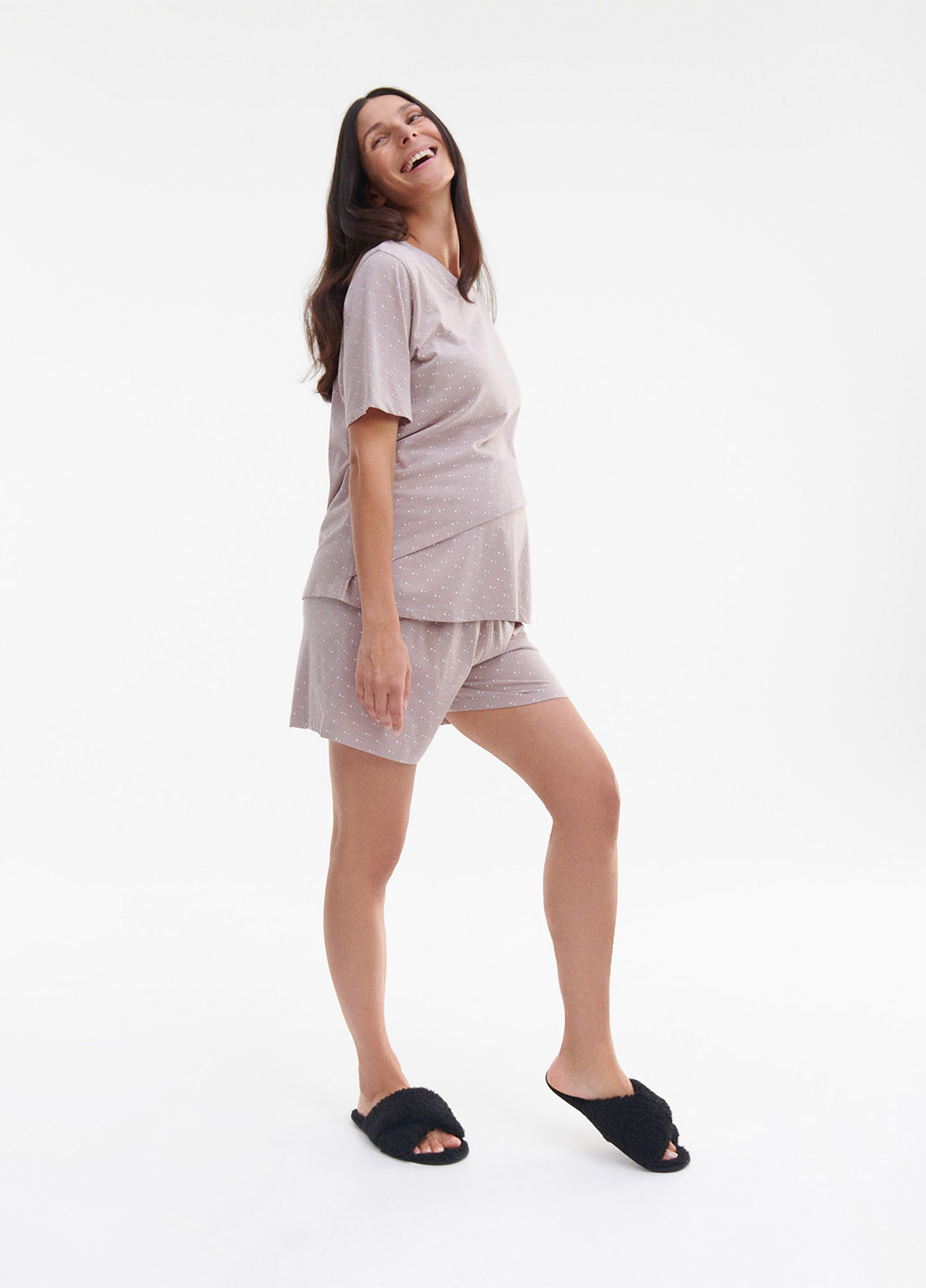 Светло-бежевая всесезон пижама для беременных (футболка, шорты) футболка + шорты Reserved