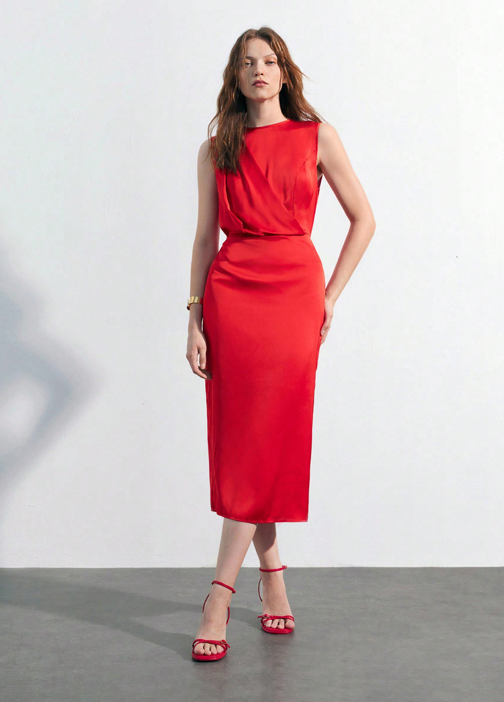Червона кежуал сукня футляр SHEIN однотонна