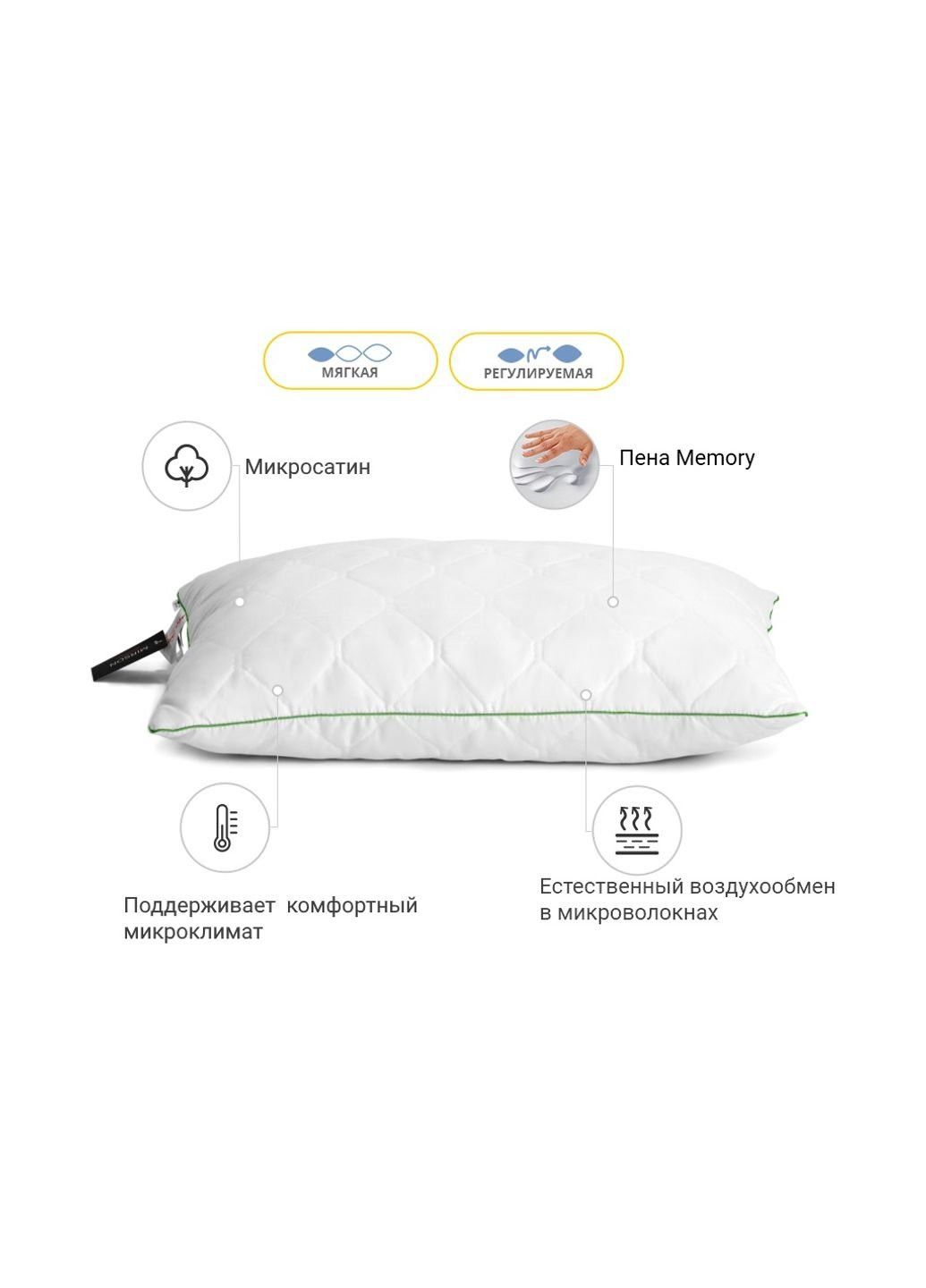 Подушка 1468 Eco memory effekt Мягкая 50х70 см (2200001539785) No Brand (254008900)