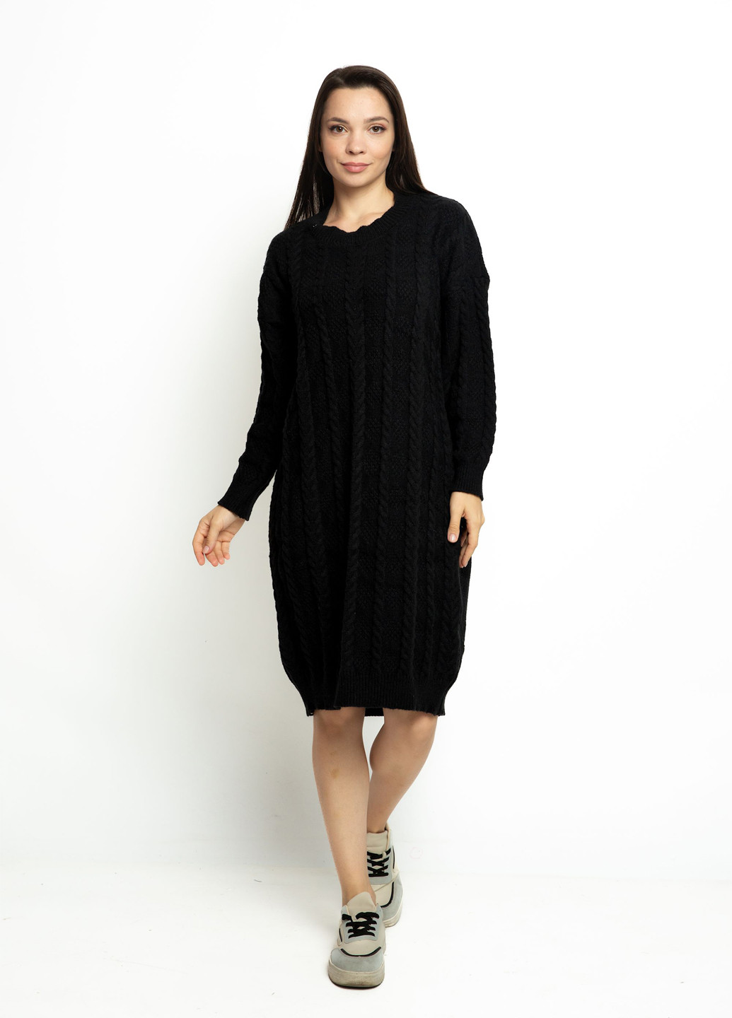 Чорна кежуал сукня сукня светр Time of Style однотонна