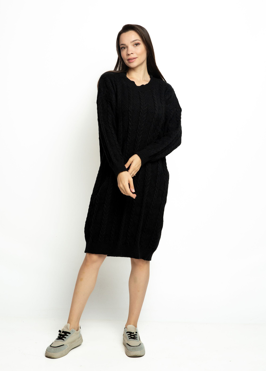 Чорна кежуал сукня сукня светр Time of Style однотонна