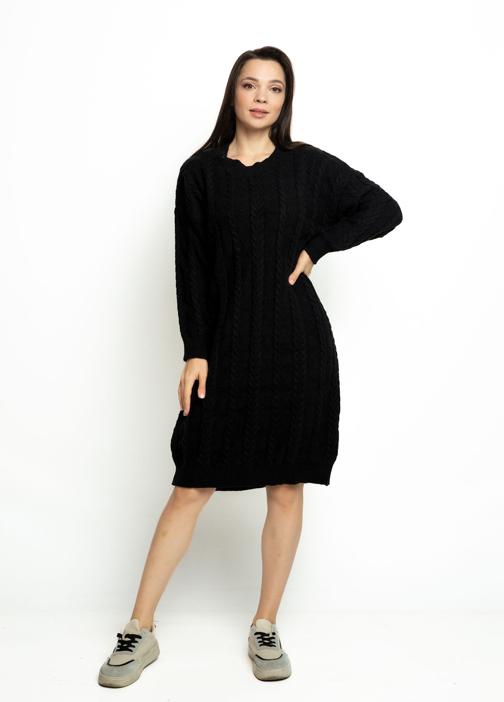 Чорна кежуал сукня сукня светр Time of Style однотонна