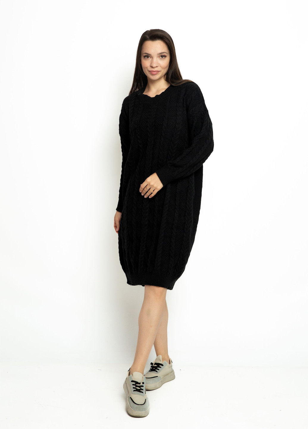 Чорна кежуал сукня сукня светр Time of Style однотонна