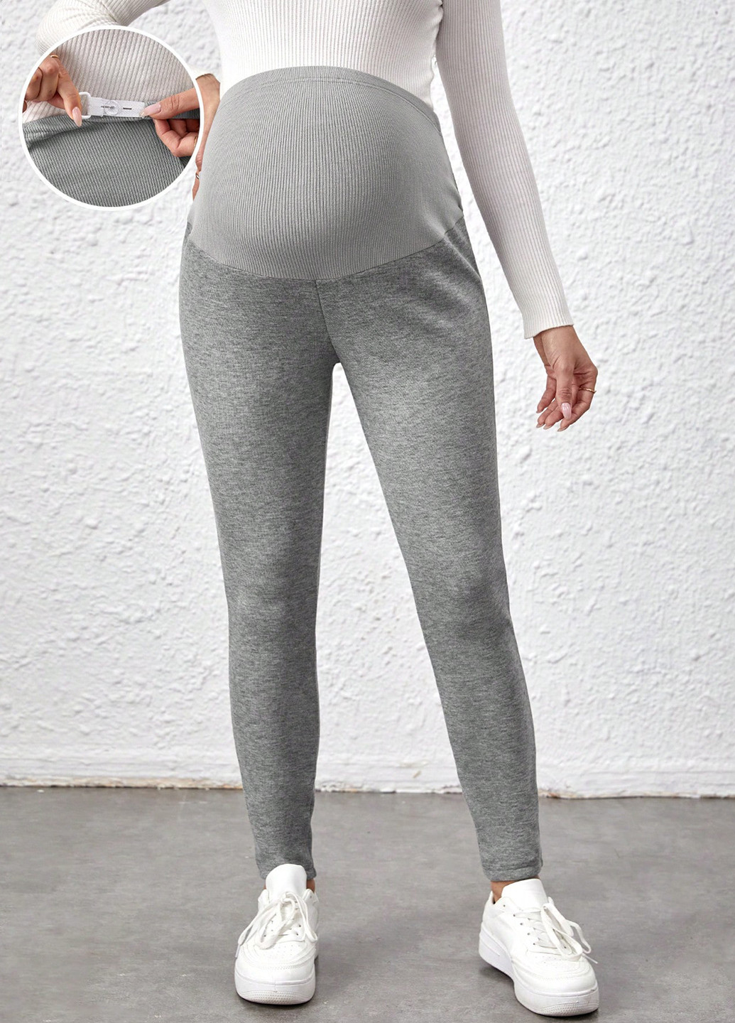 Серые зимние леггинсы для беременных SHEIN