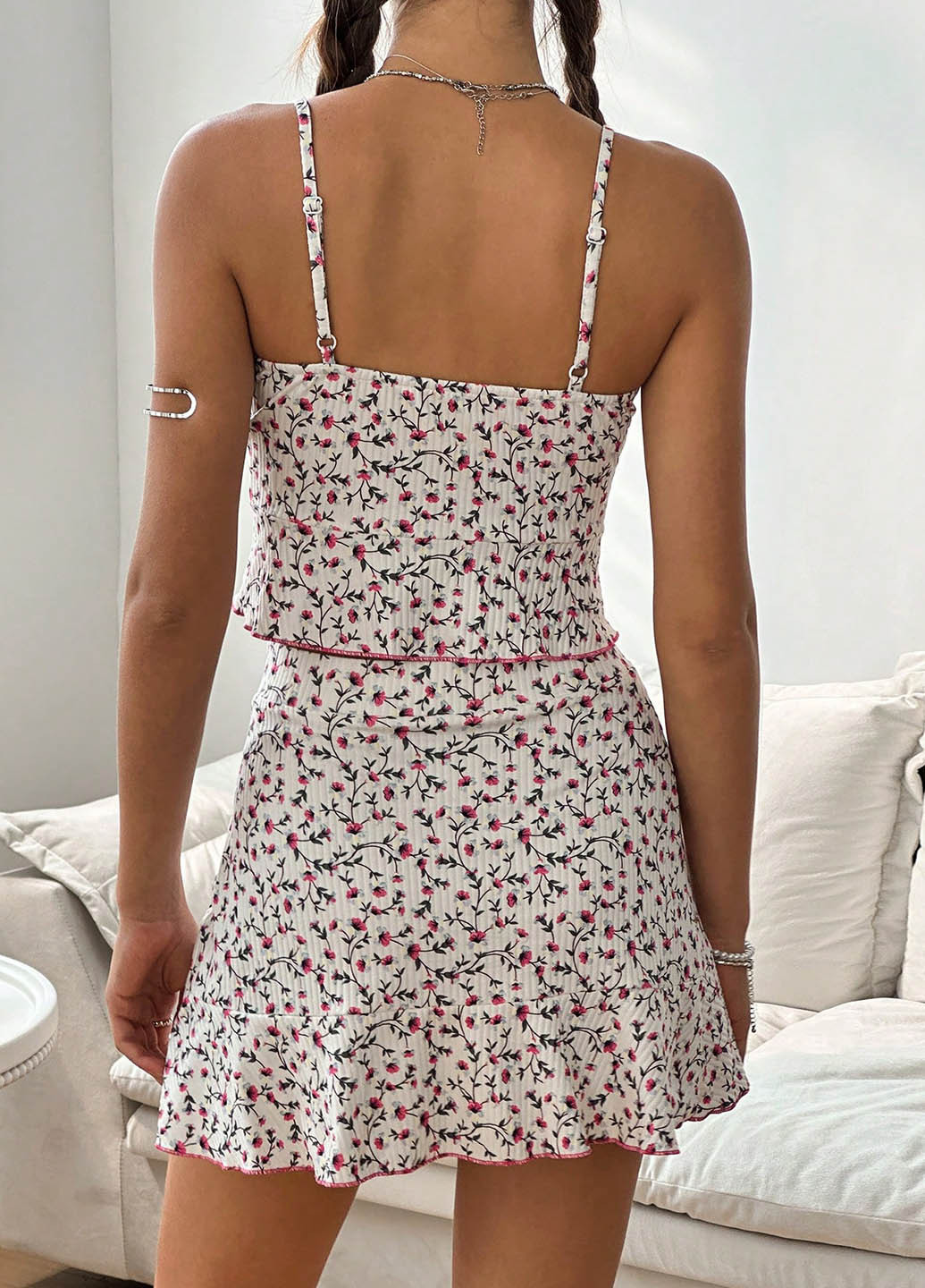 Комбінований літній комплект (топ, спідниця) SHEIN