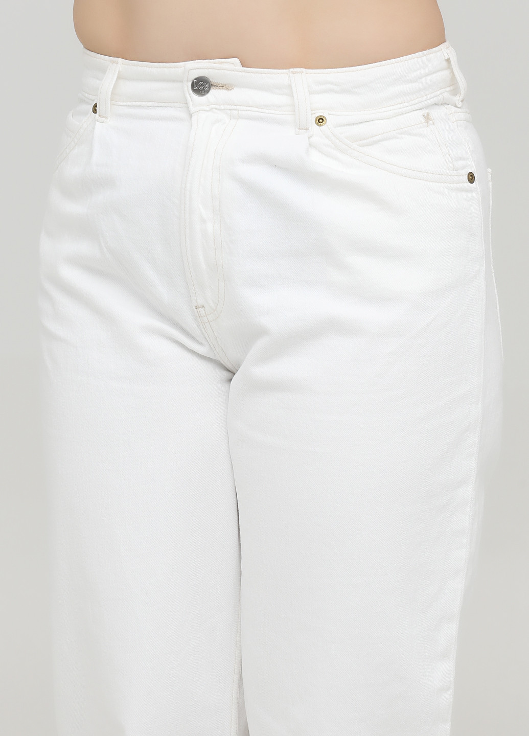 Белые демисезонные мом фит джинсы H&M x Lee