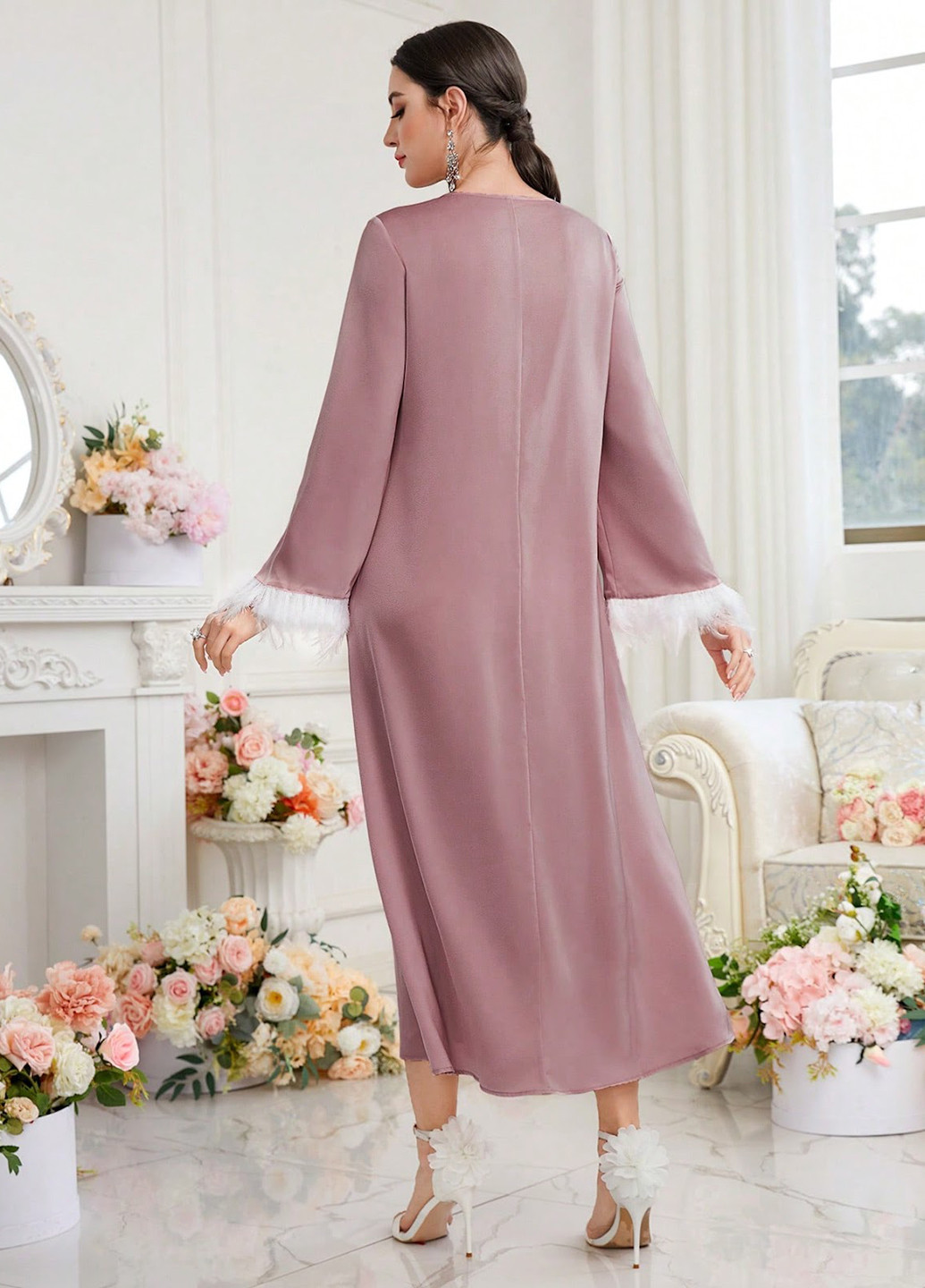 Рожево-коричнева коктейльна сукня а-силует SHEIN однотонна