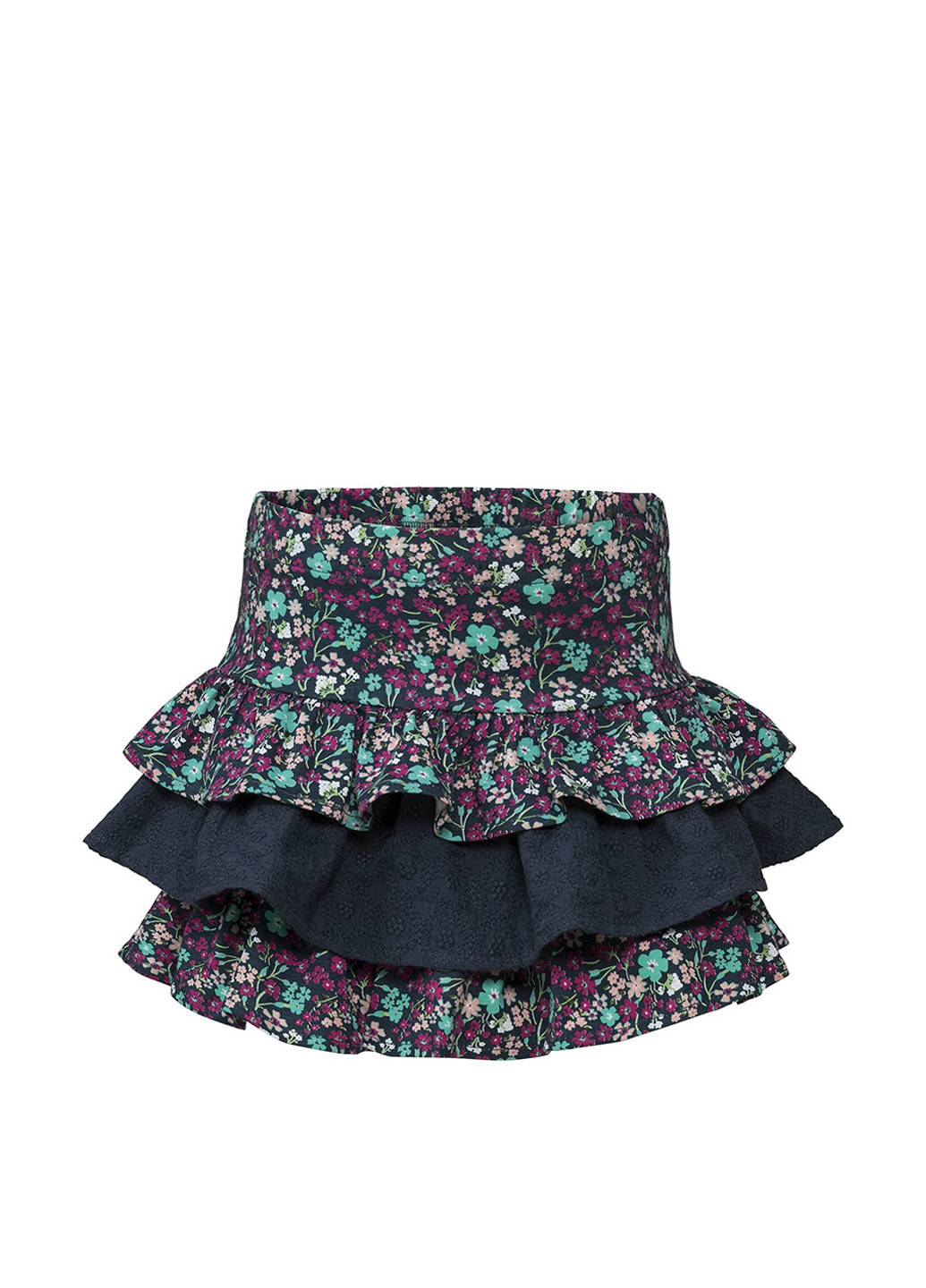 Темно-синяя кэжуал цветочной расцветки юбка Lupilu а-силуэта (трапеция)