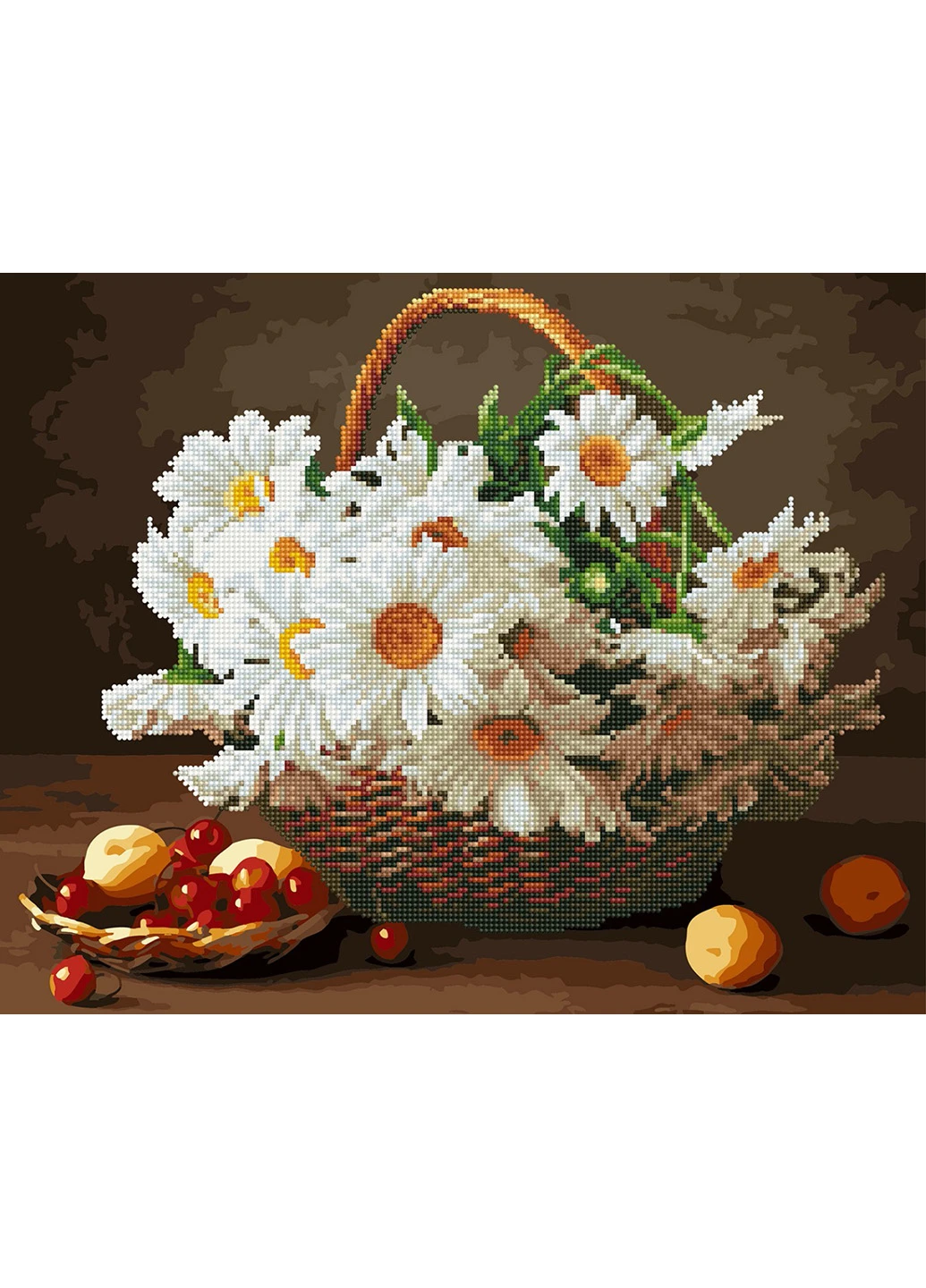 Алмазные картины-раскраски "Ромашки и вишни" 40х50 см Brushme (216134858)
