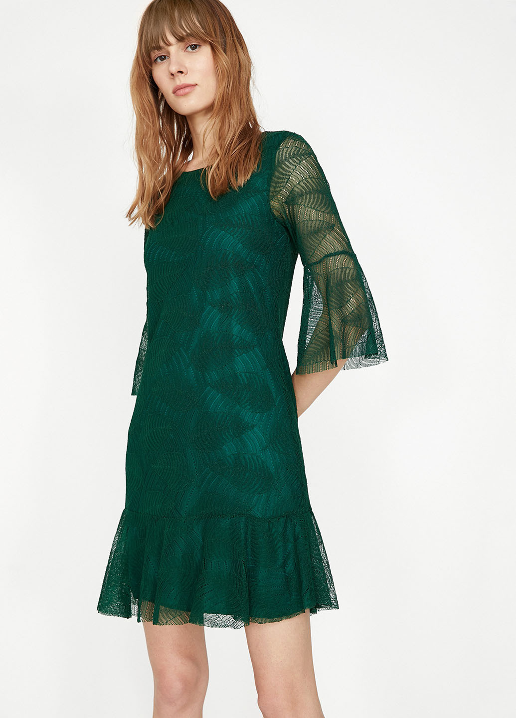 Зелена кежуал сукня кльош KOTON з абстрактним візерунком