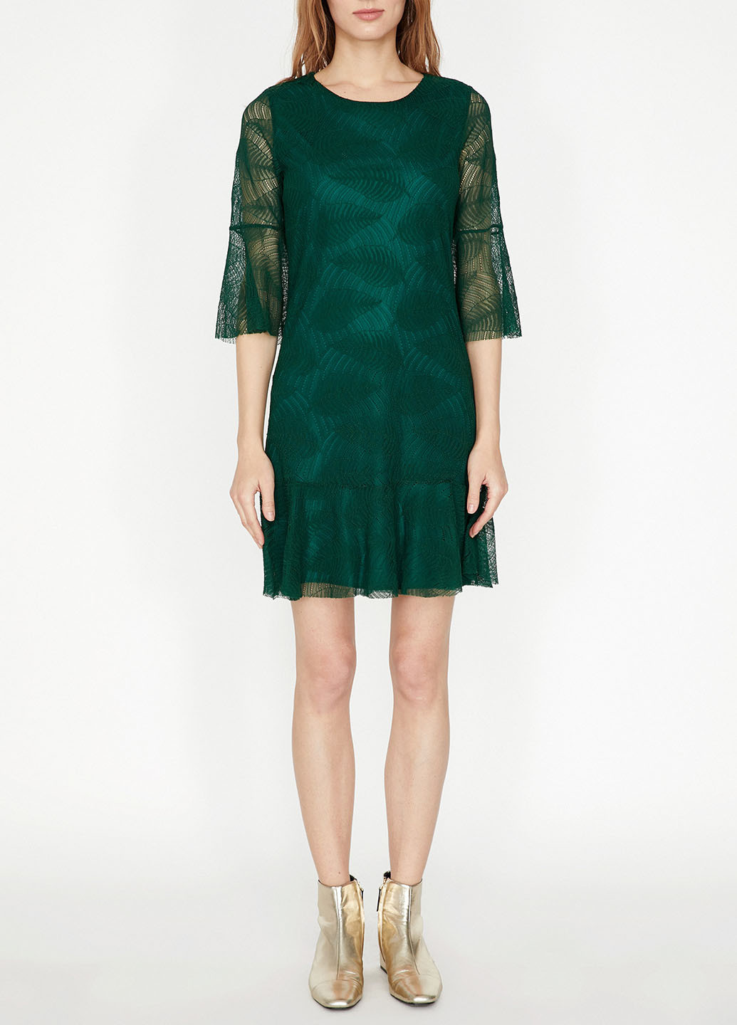 Зелена кежуал сукня кльош KOTON з абстрактним візерунком