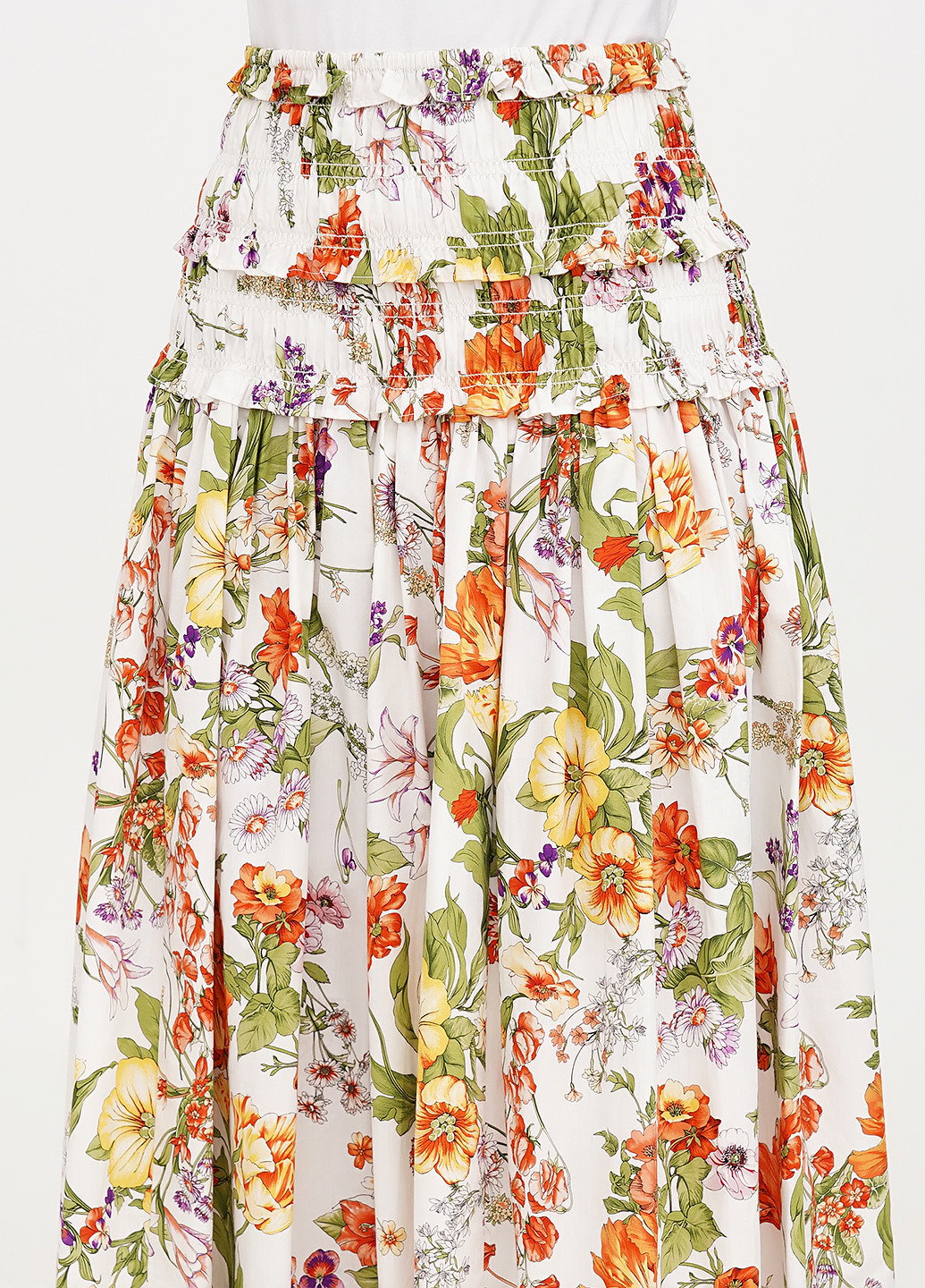 Молочная кэжуал цветочной расцветки юбка J.Crew клешированная