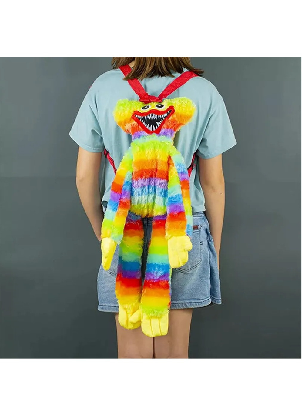 Дитячий рюкзак м'яка плюшева іграшка обіймашка монстр Хагі Вагі 56 см (473361-Prob) Райдужний Unbranded (254469234)