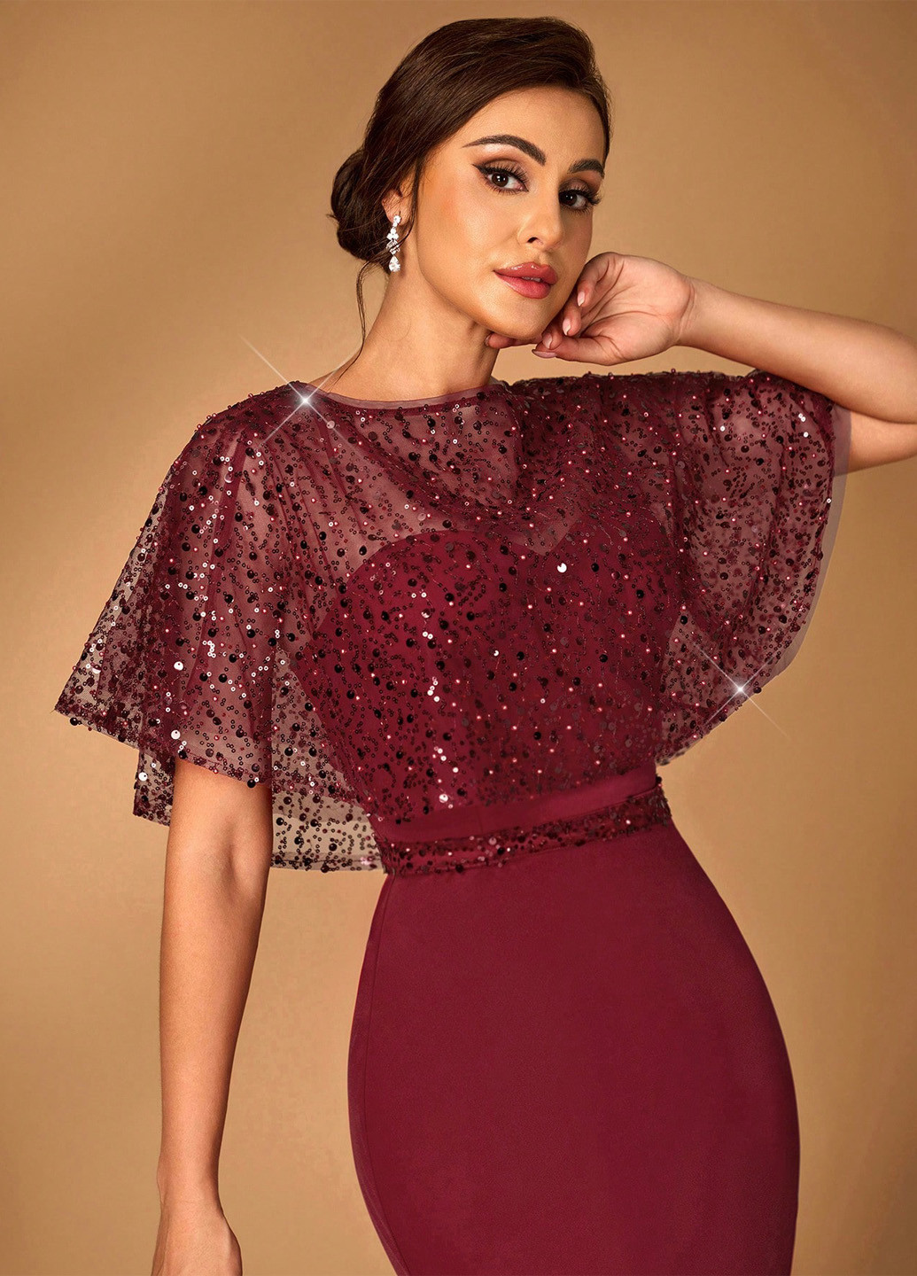 Бордовий літній комплект (сукня, накидка) SHEIN