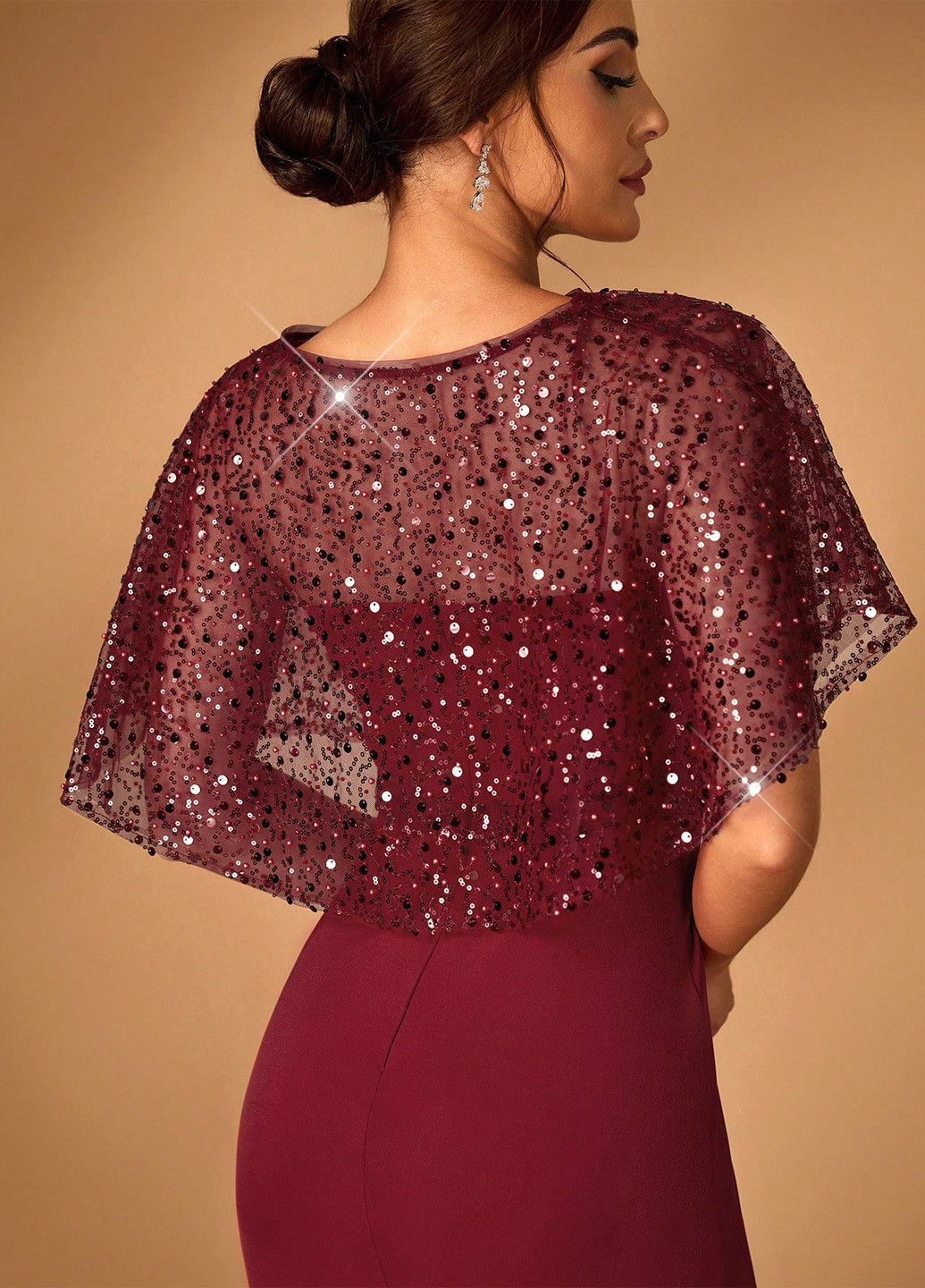 Бордовий літній комплект (сукня, накидка) SHEIN