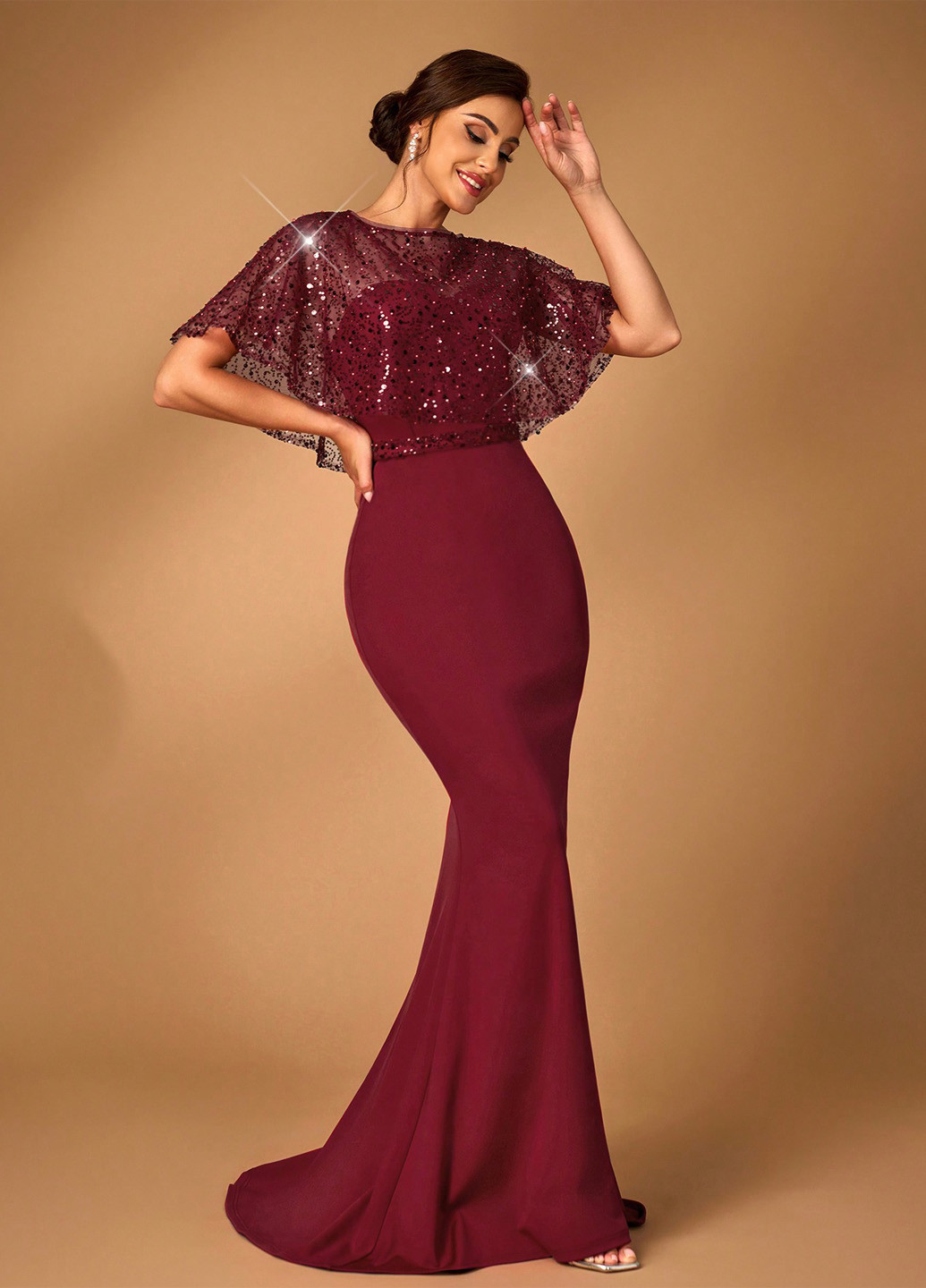 Бордовий літній комплект (сукня, накидка) SHEIN