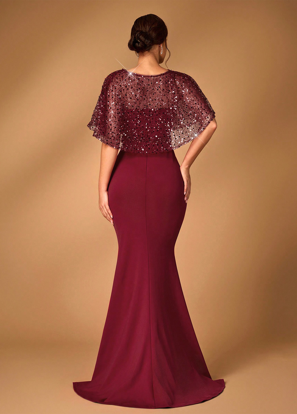 Бордовий літній комплект (сукня, накидка) SHEIN