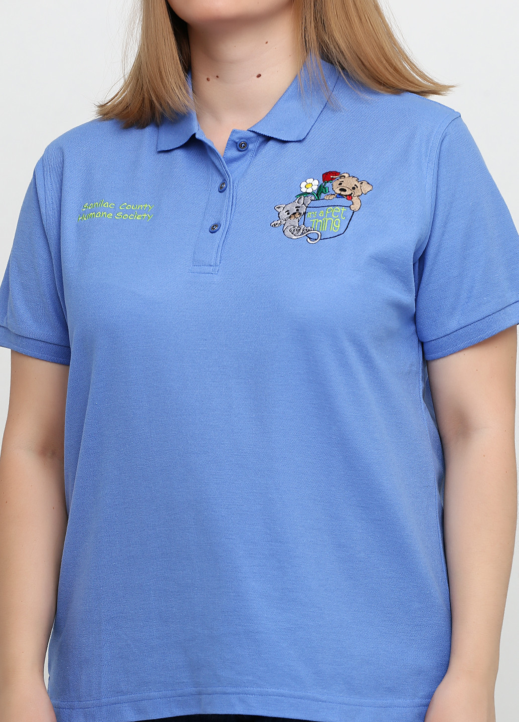 Васильковая женская футболка-поло Port Authority с рисунком