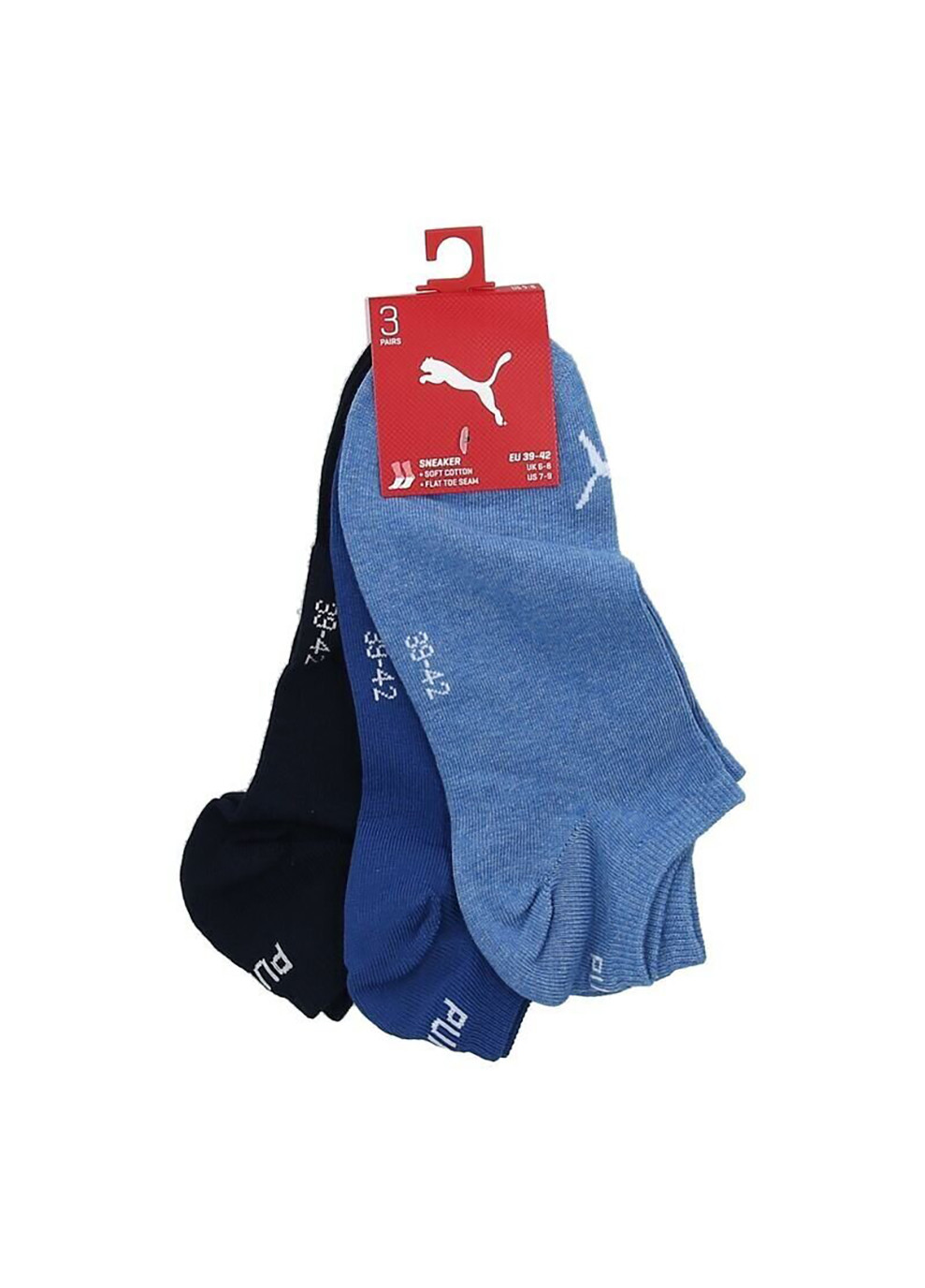 Шкарпетки Unisex Sneaker Plain 3-pack dark blue/blue — 261080001-001 Puma (254342849)