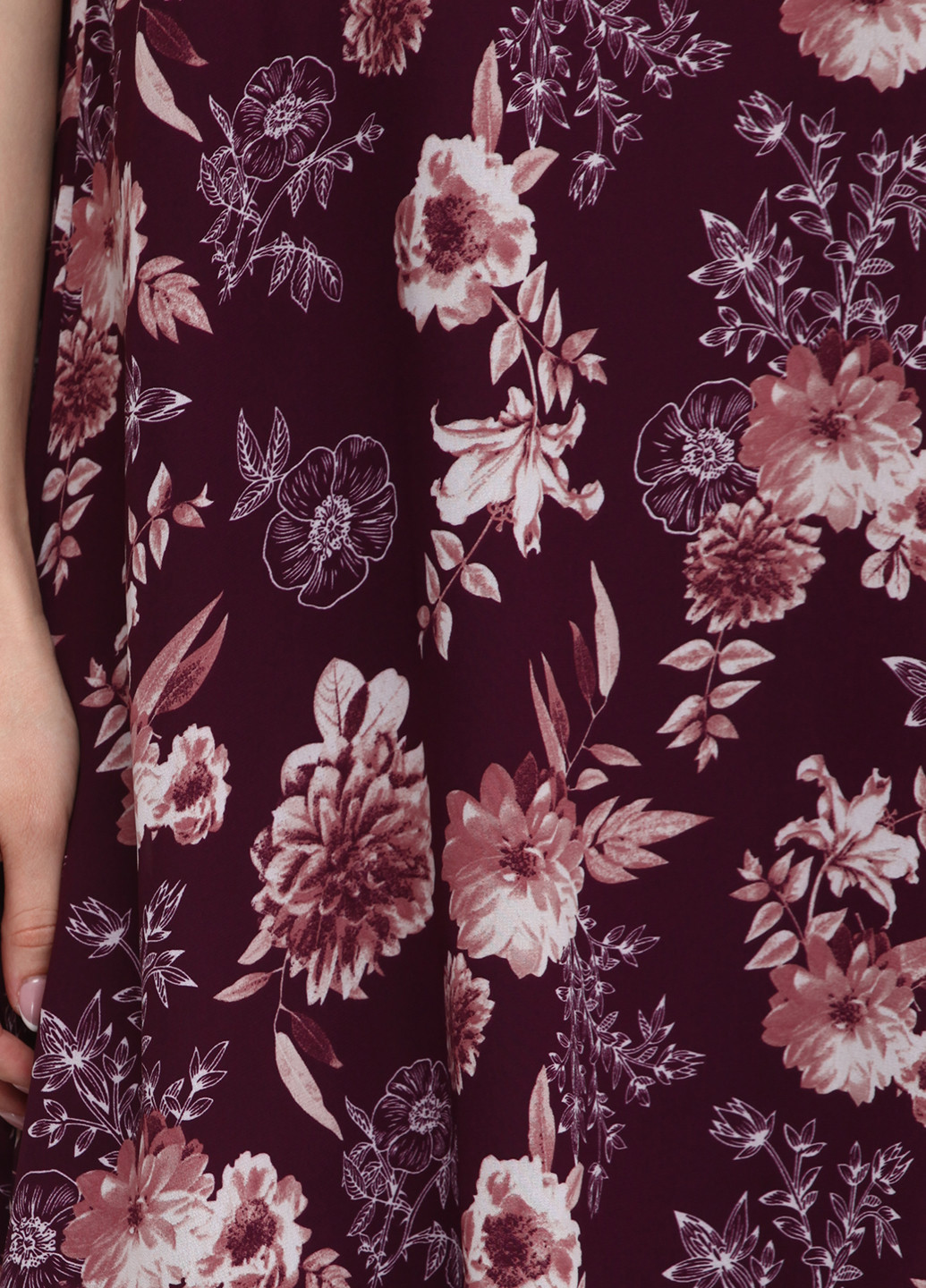 Бордовое кэжуал платье а-силуэт Miami by Francesca's с цветочным принтом