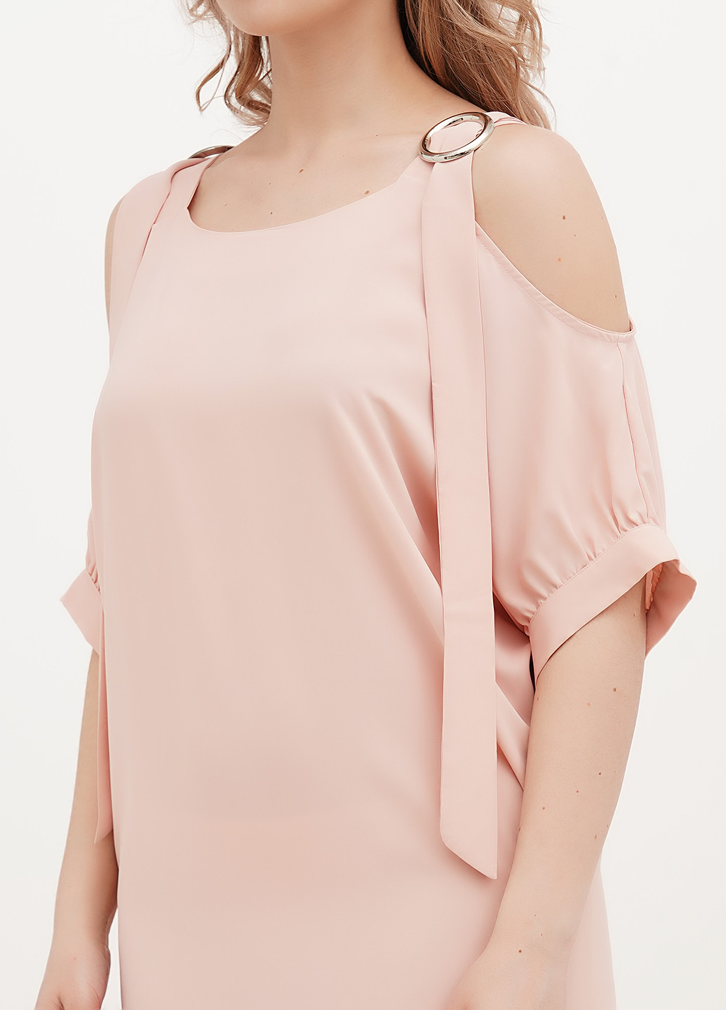 Персикова коктейльна, кежуал сукня а-силует, з відкритими плечима Babylon однотонна