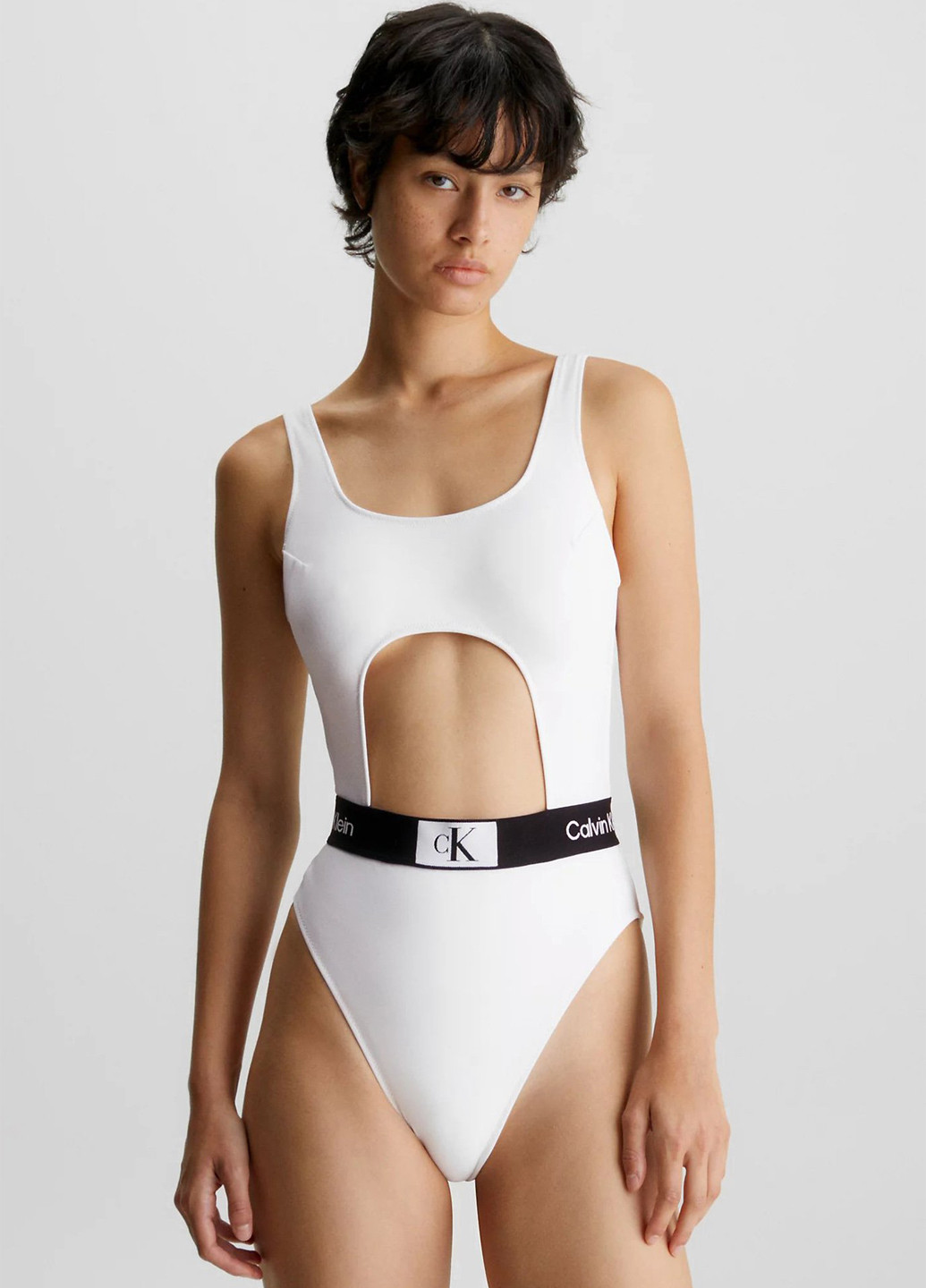 Білий літній купальник монокіні, суцільний Calvin Klein