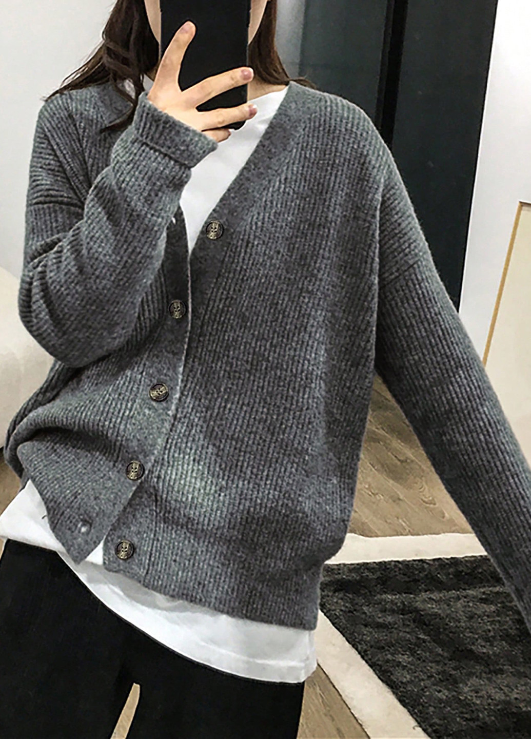 Серый демисезонный кардиган SHEIN