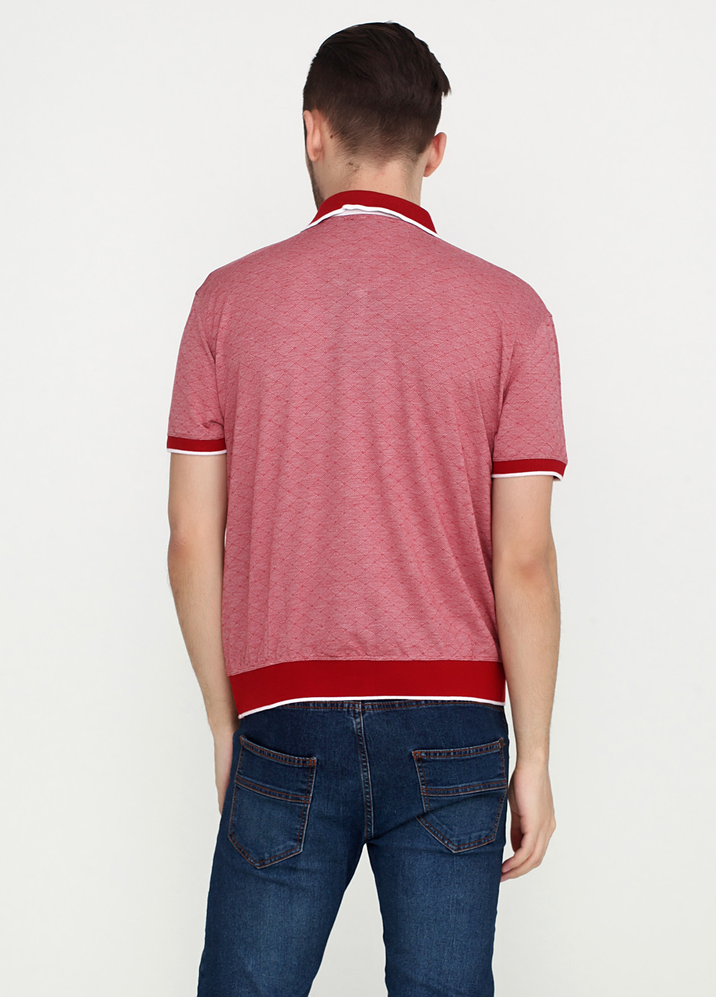 Бордовая футболка-поло для мужчин Mons с геометрическим узором