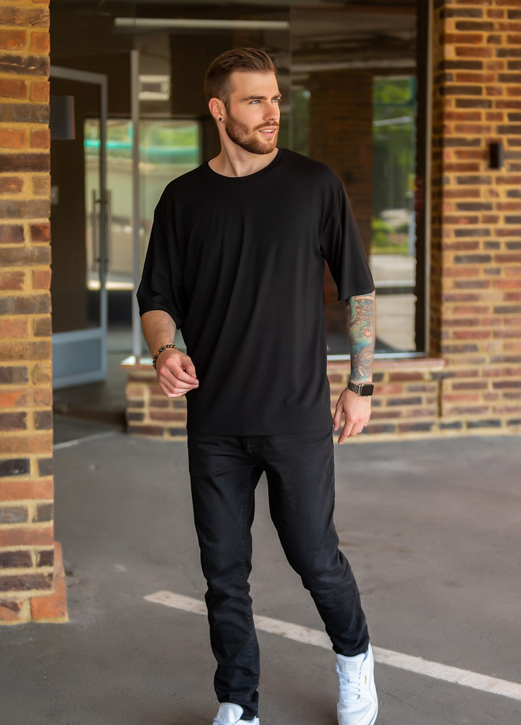 Черная футболка мужская с коротким рукавом ISSA PLUS GN-454