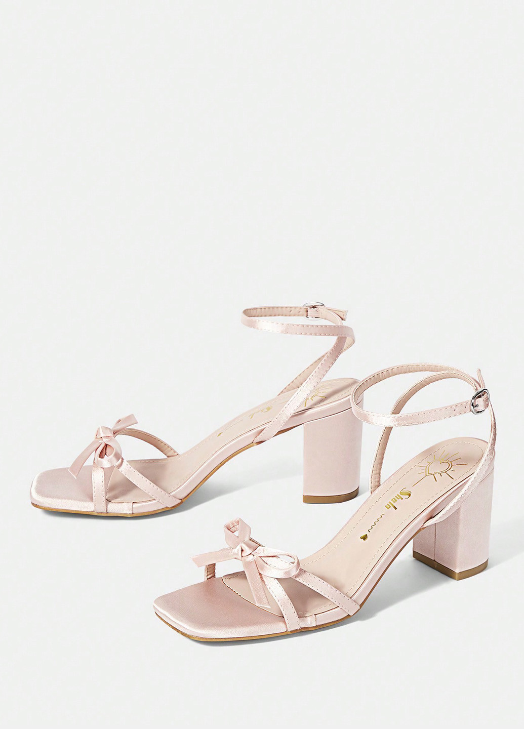 Бледно-розовые босоножки SHEIN с ремешком с бантом