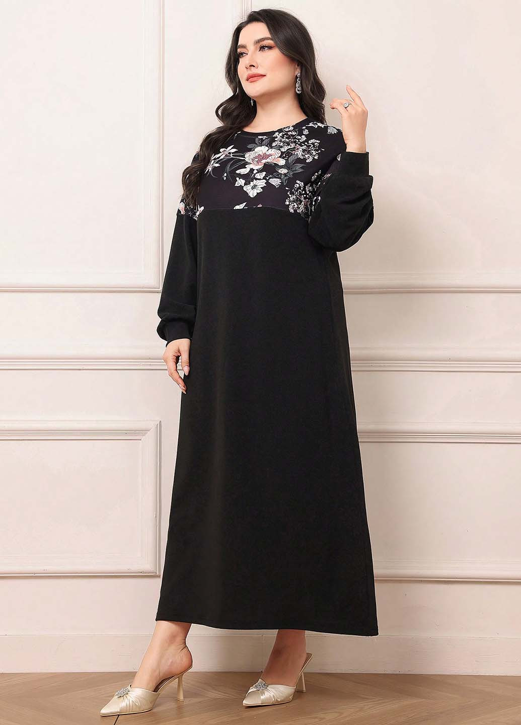 Чорна кежуал сукня а-силует SHEIN з квітковим принтом