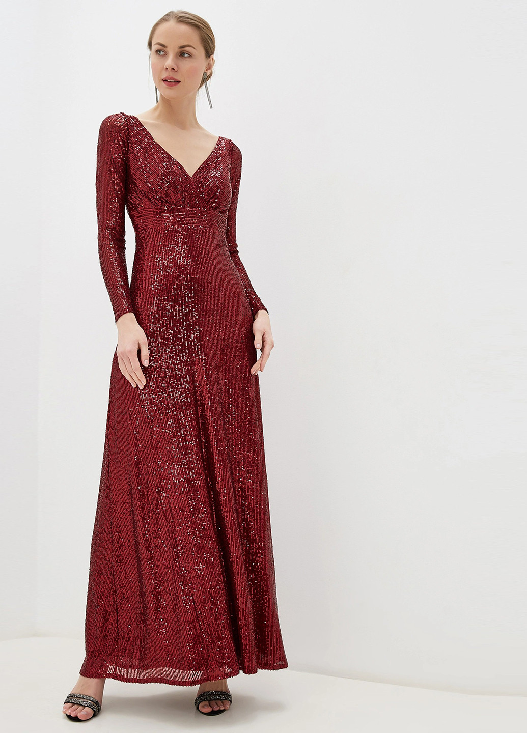 Бордова вечірня плаття, сукня в стилі армпір Goddiva однотонна