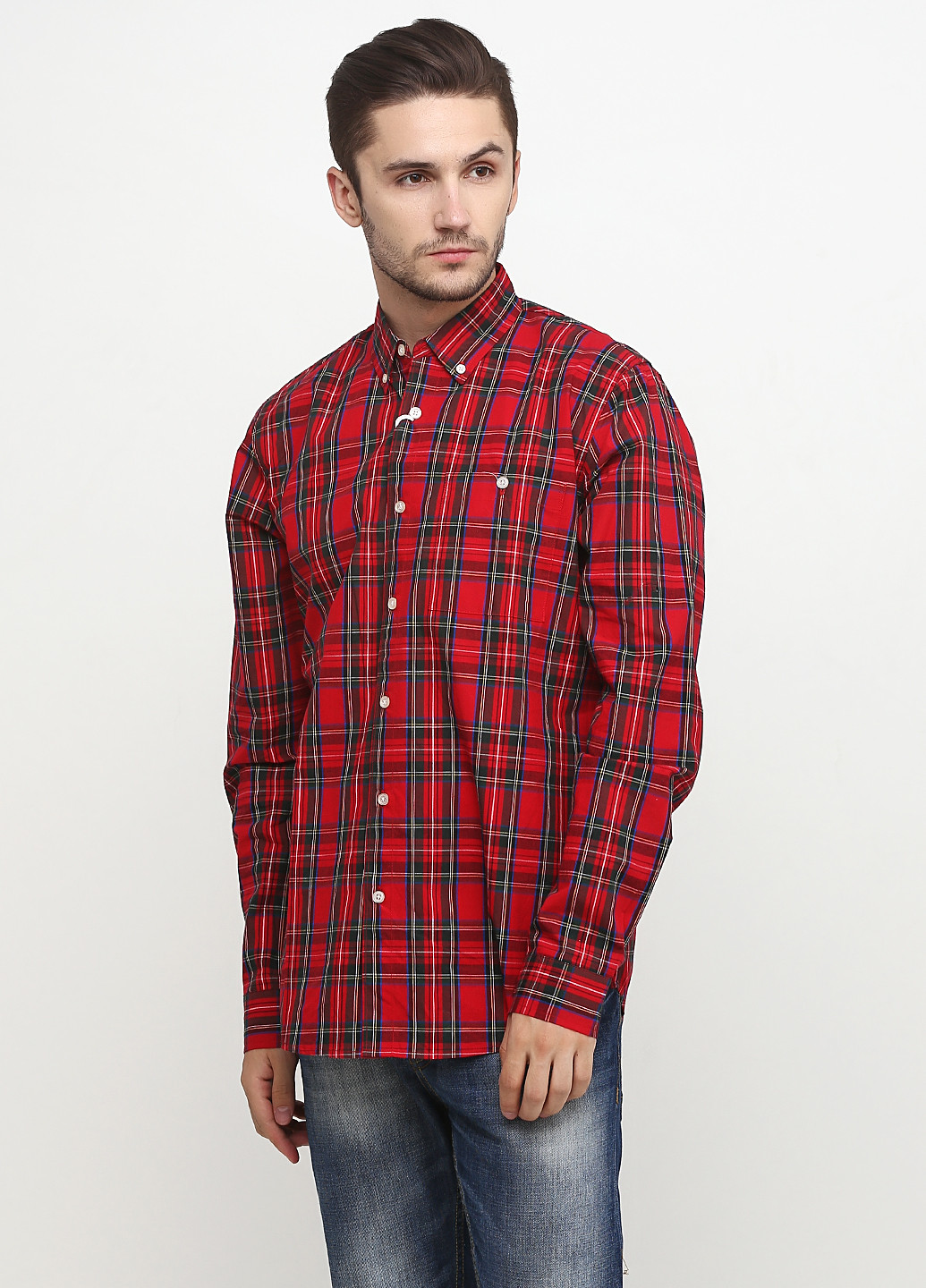 Красная кэжуал рубашка в клетку Vailent