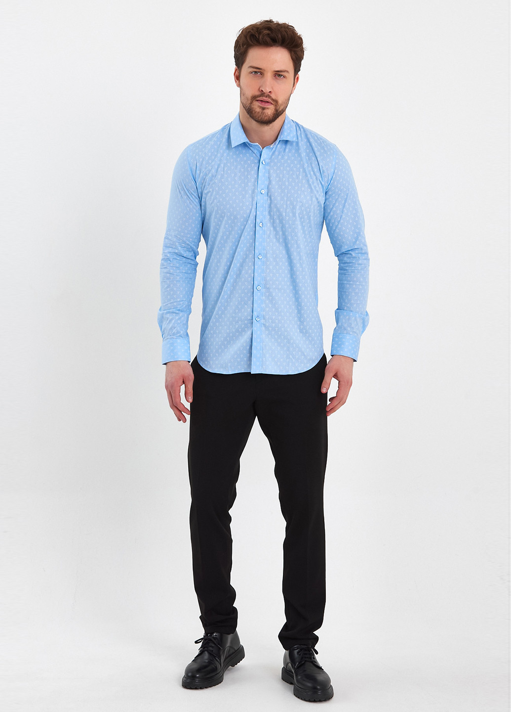 Голубой кэжуал рубашка с геометрическим узором Trend Collection