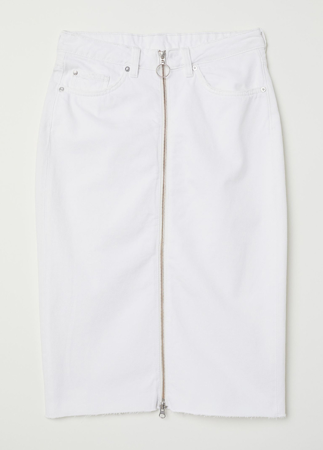 Белая джинсовая однотонная юбка H&M карандаш