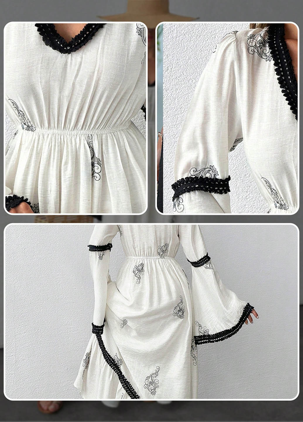 Молочное кэжуал платье в стиле ампир SHEIN колор блок