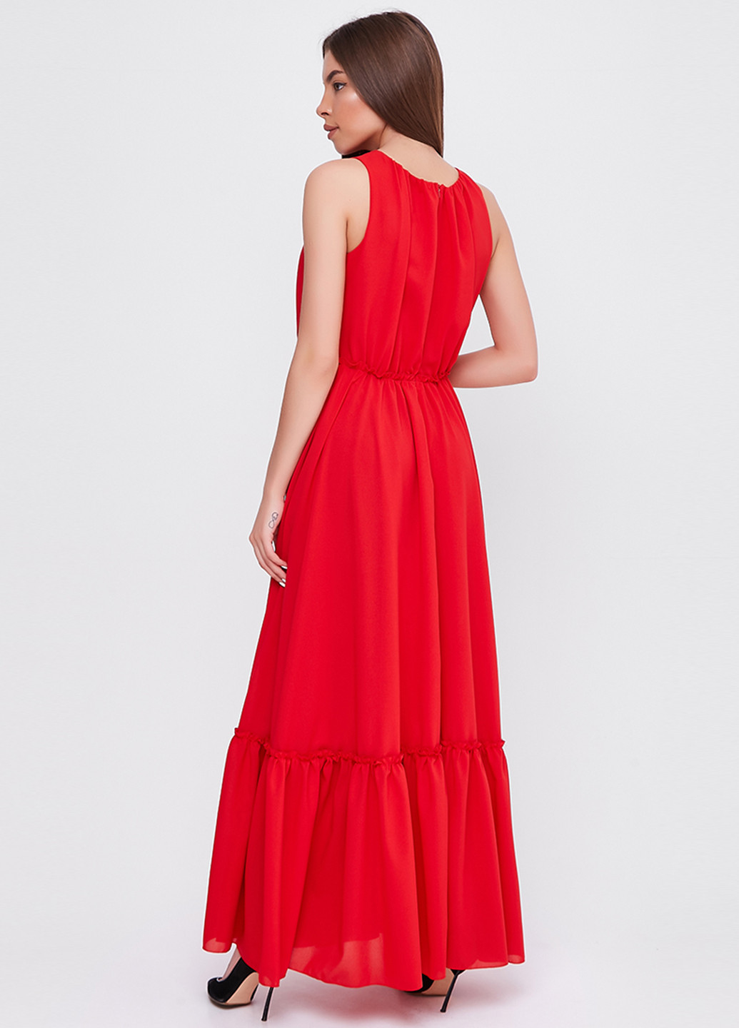 Красное вечернее платье а-силуэт SFN однотонное