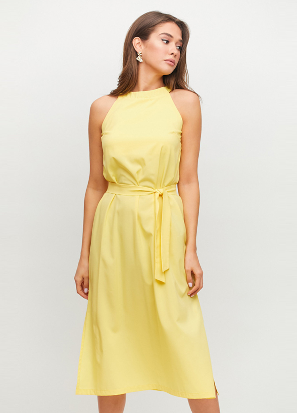 Желтое кэжуал платье бритни с открытыми плечами Karree однотонное