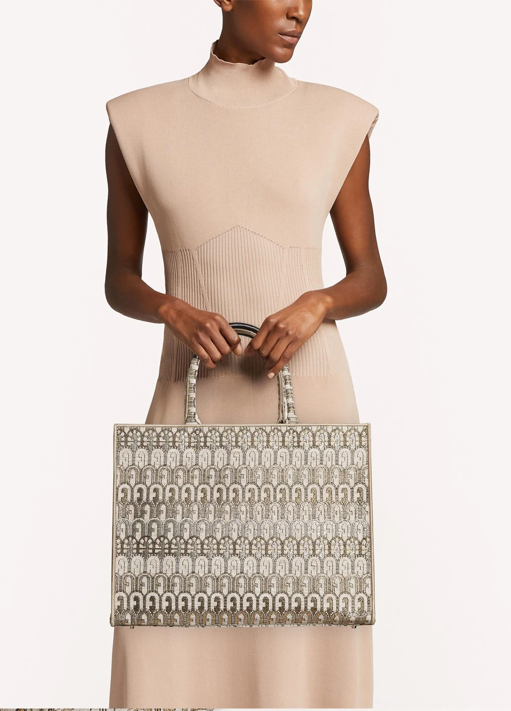 Женская жакардовая сумка WB00255BX03836UT00 Золотистая Furla OPPORTUNITY L TOTE (252863952)