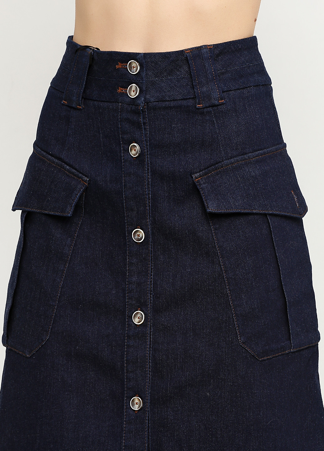 Синяя джинсовая однотонная юбка Massimo Dutti