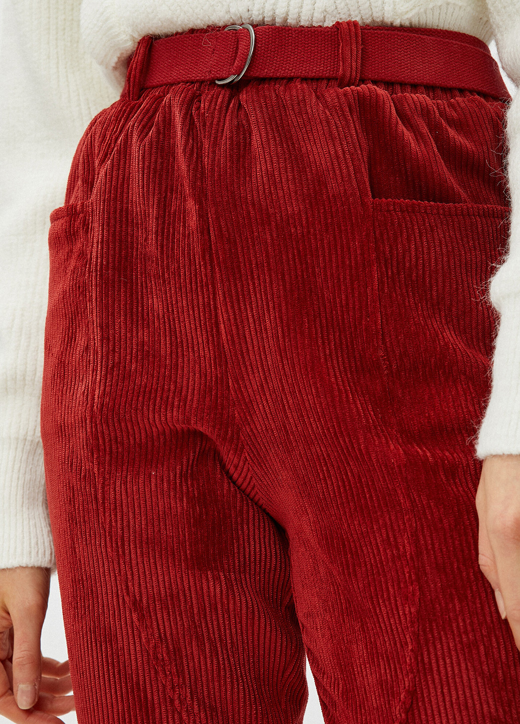 Светло-бордовые кэжуал демисезонные зауженные, укороченные брюки KOTON