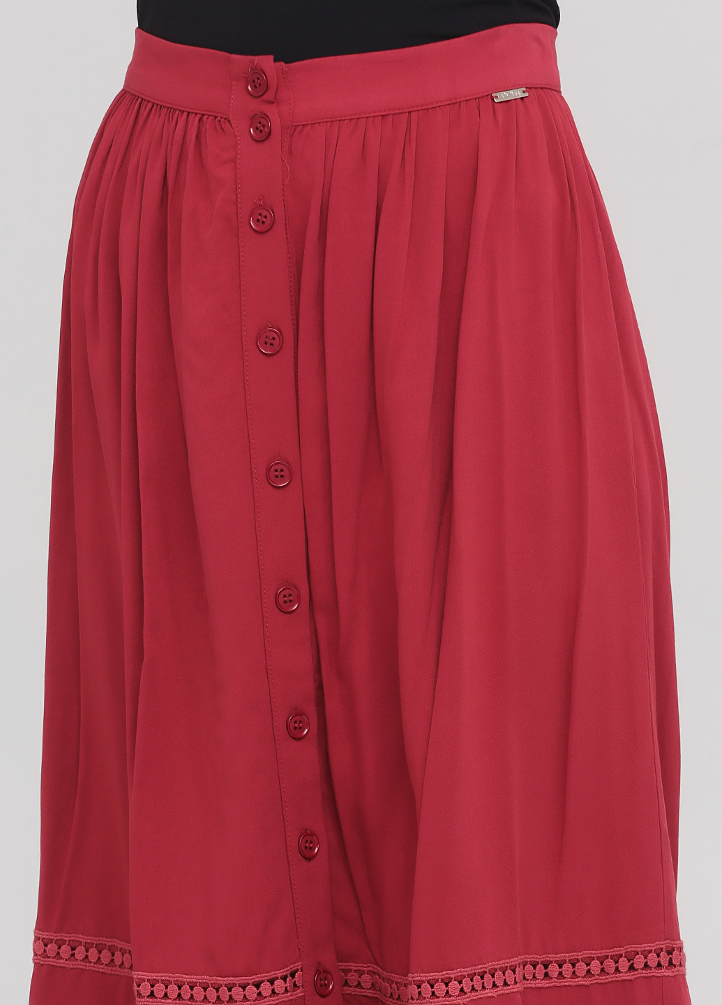 Бордовая кэжуал однотонная юбка PDK