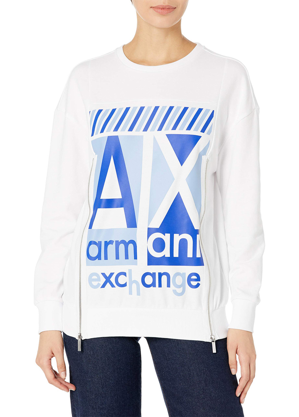 Белый свитшот Armani Exchange логотип молния (301596223)