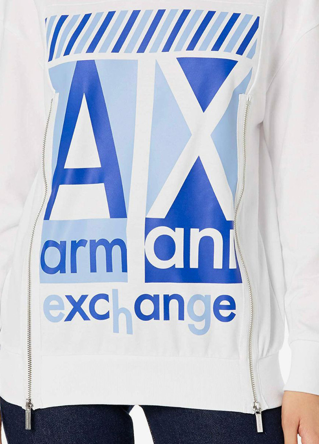 Белый свитшот Armani Exchange логотип молния (301596223)