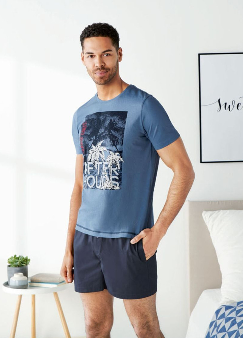 Пижама (футболка, шорты) Livergy футболка + шорты надпись комбинированная домашняя трикотаж, хлопок