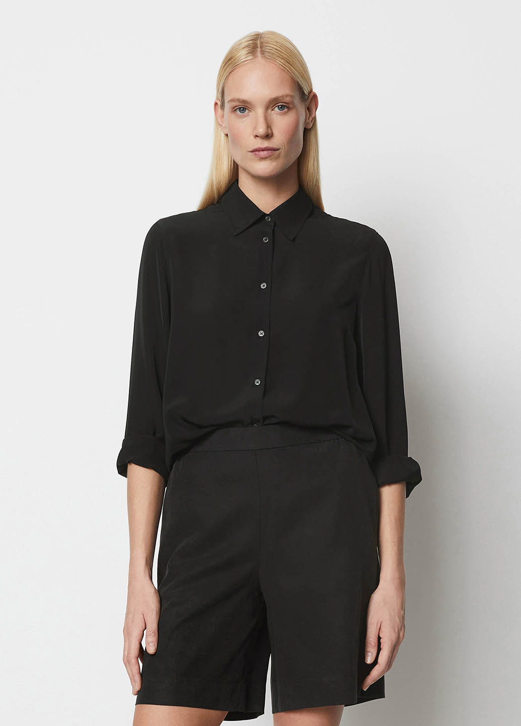 Черная кэжуал рубашка однотонная Marc O'Polo