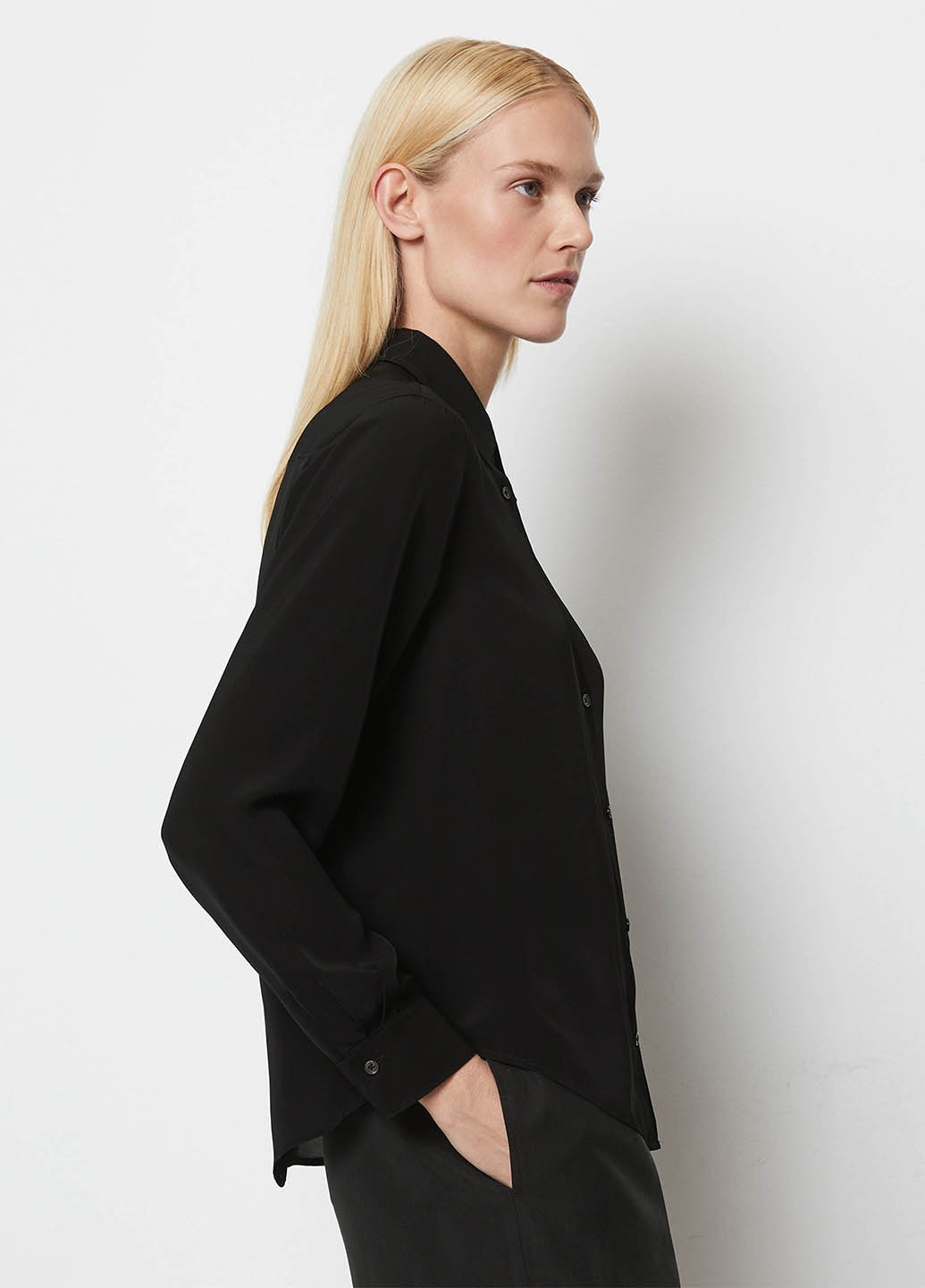 Черная кэжуал рубашка однотонная Marc O'Polo