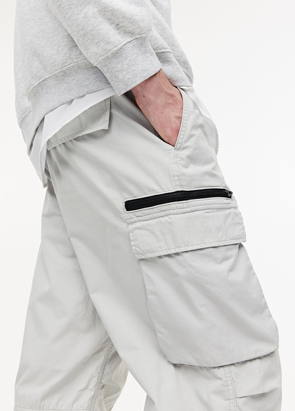 Светло-серые кэжуал демисезонные карго брюки H&M