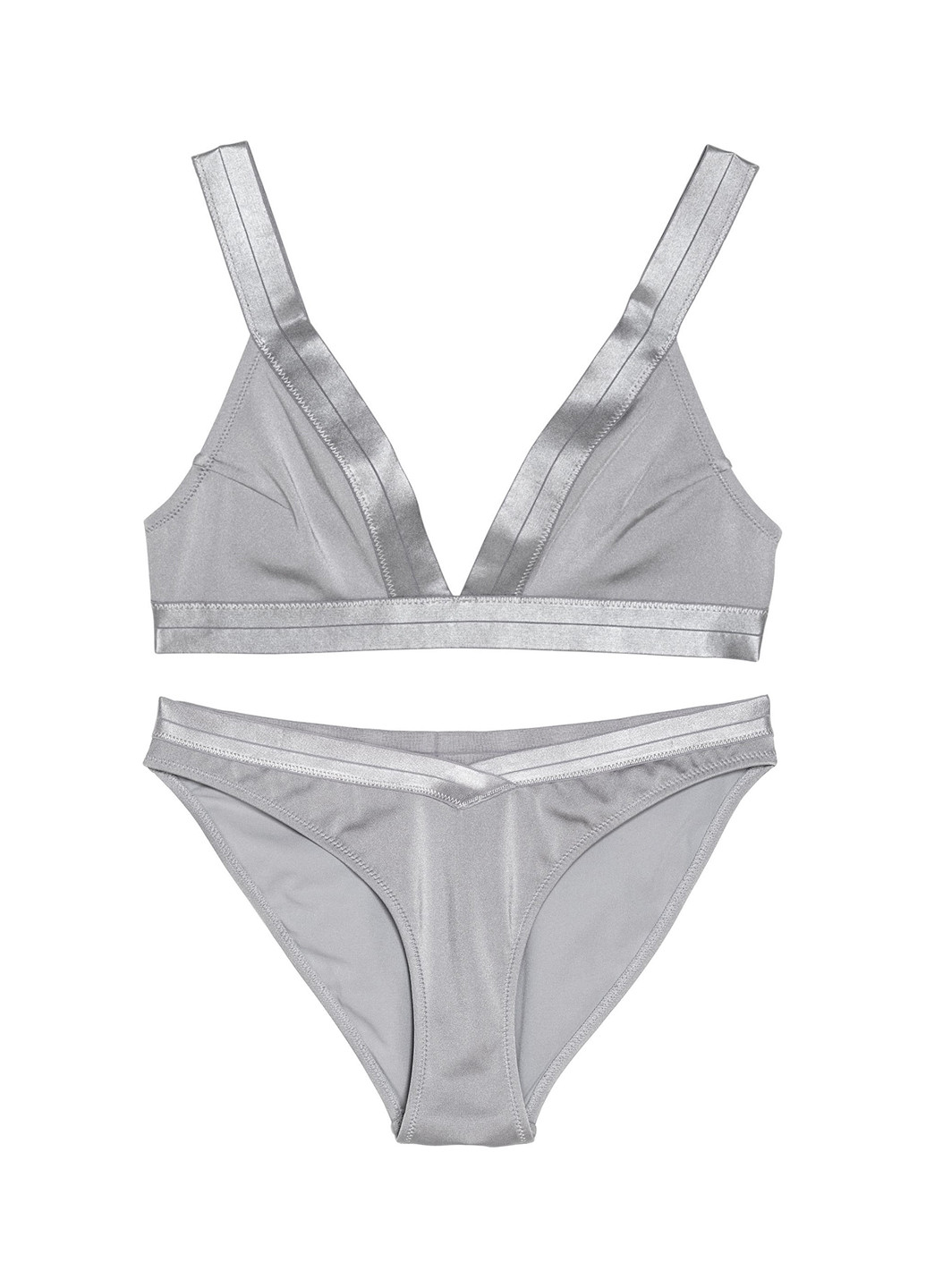 Светло-серый летний купальник (лиф, плавки) раздельный, танк H&M