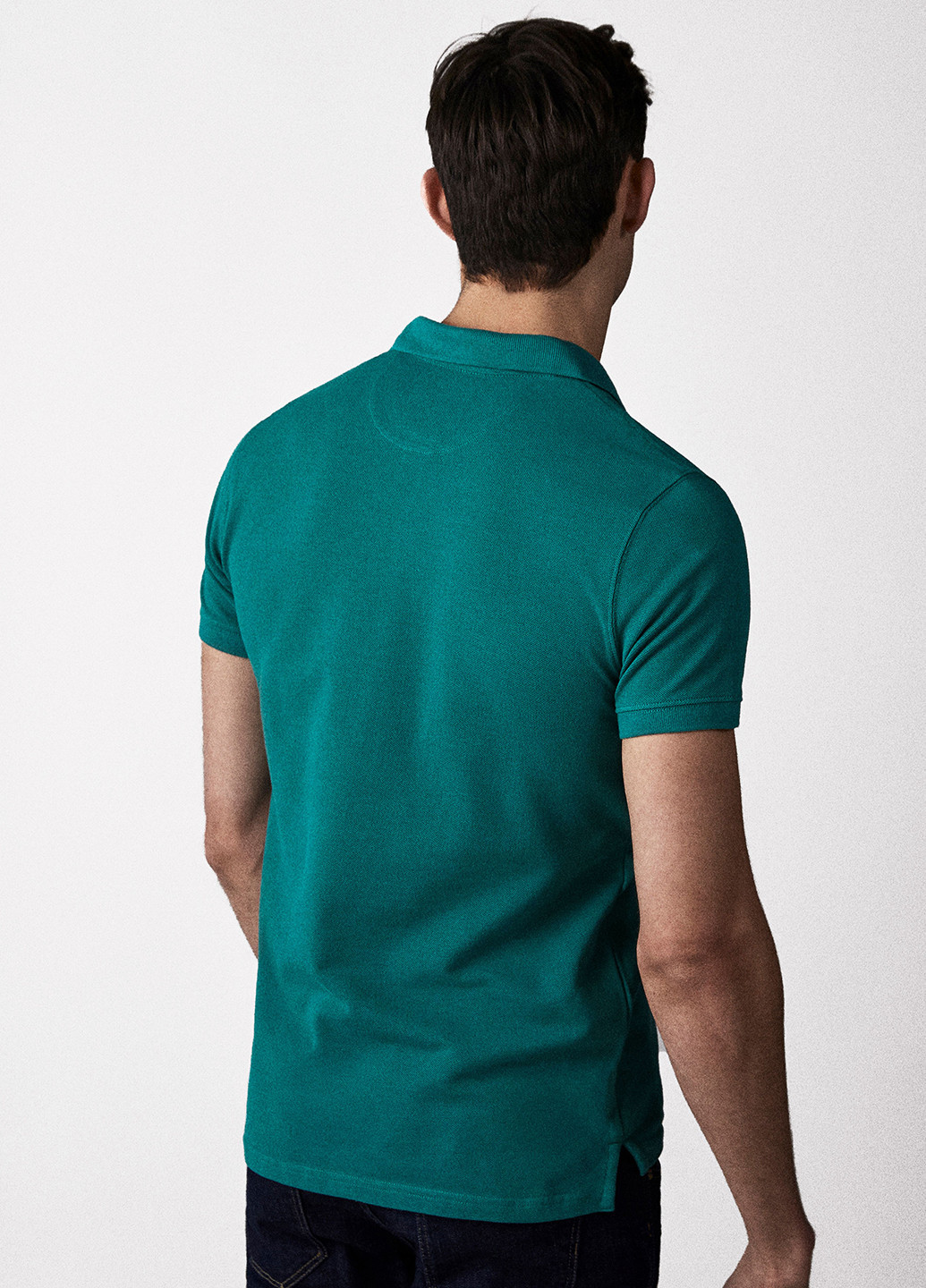 Зеленая футболка-поло для мужчин Massimo Dutti однотонная